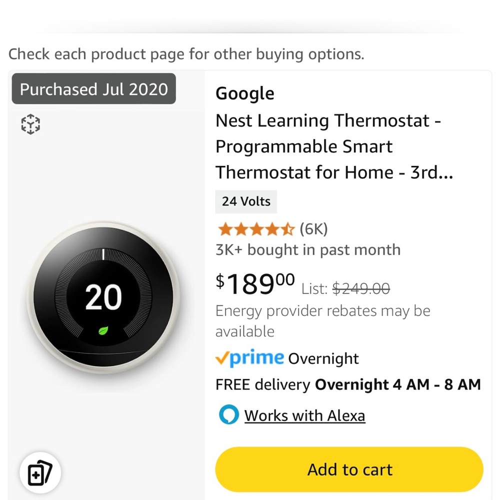 Google Nest Learning Thermostat in Original Box